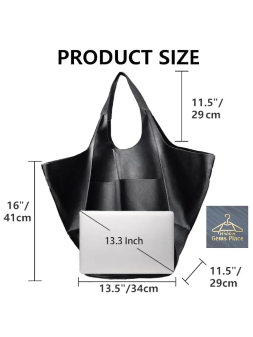Oversized PU Leather Hobo Tote Bag Huge Capacity Work Travel